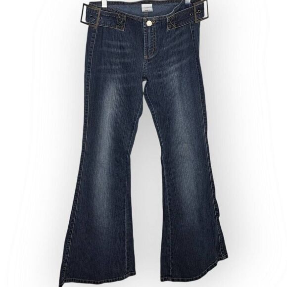Z Cavaricci Women's Y2K Blue Bell Bottom Low Rise Flare Hippie Jeans size 7 - Picture 1 of 6